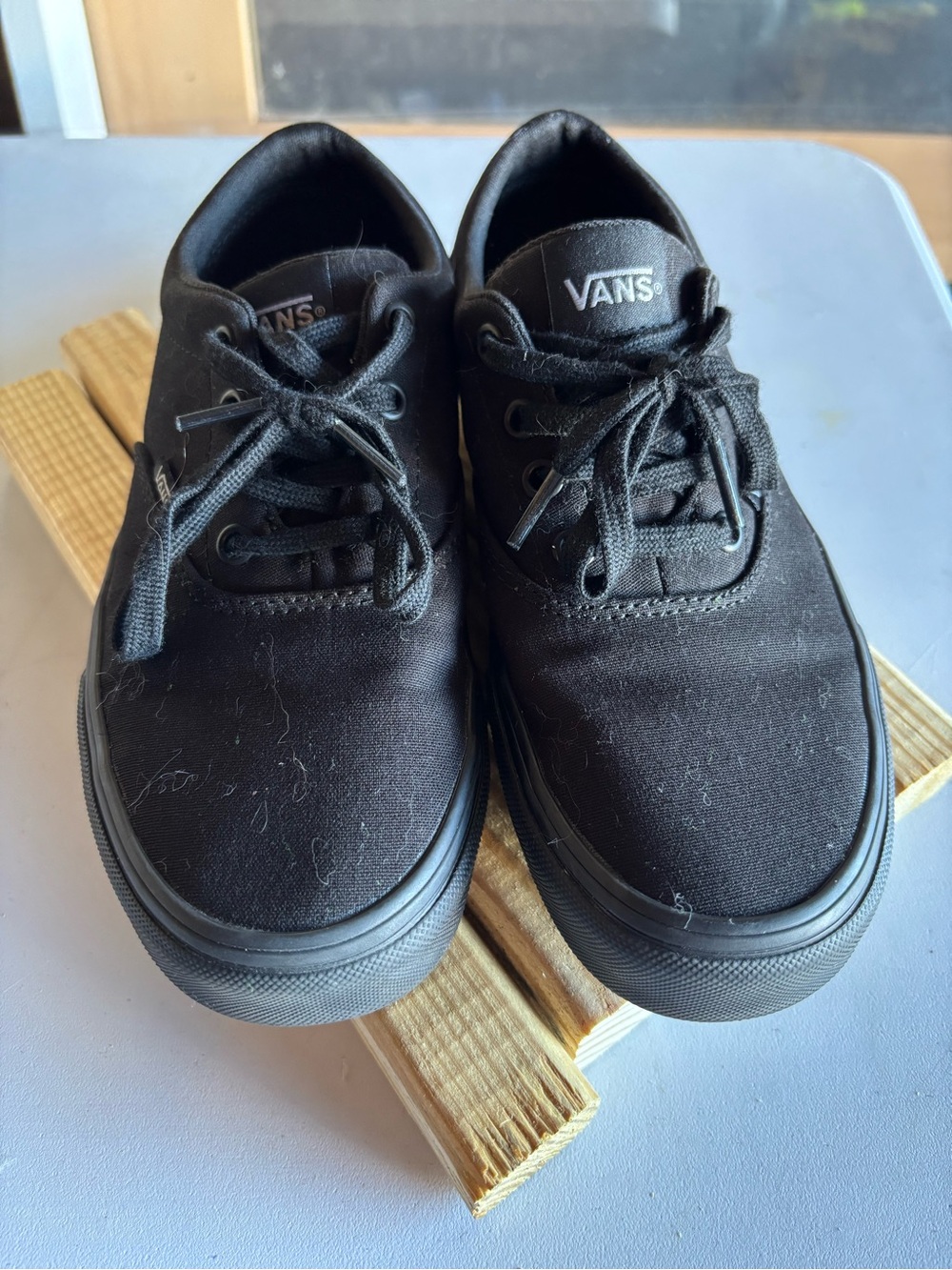 Women’s Vans Black Canvas Low-Top Sneakers with Logo